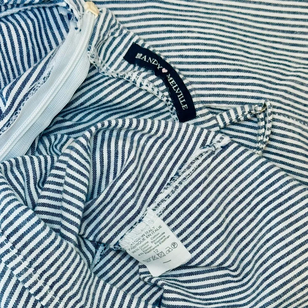 Brandy Melville Karla Mini Dress Women's One Size Blue Striped Spaghetti Strap - Picture 5 of 5